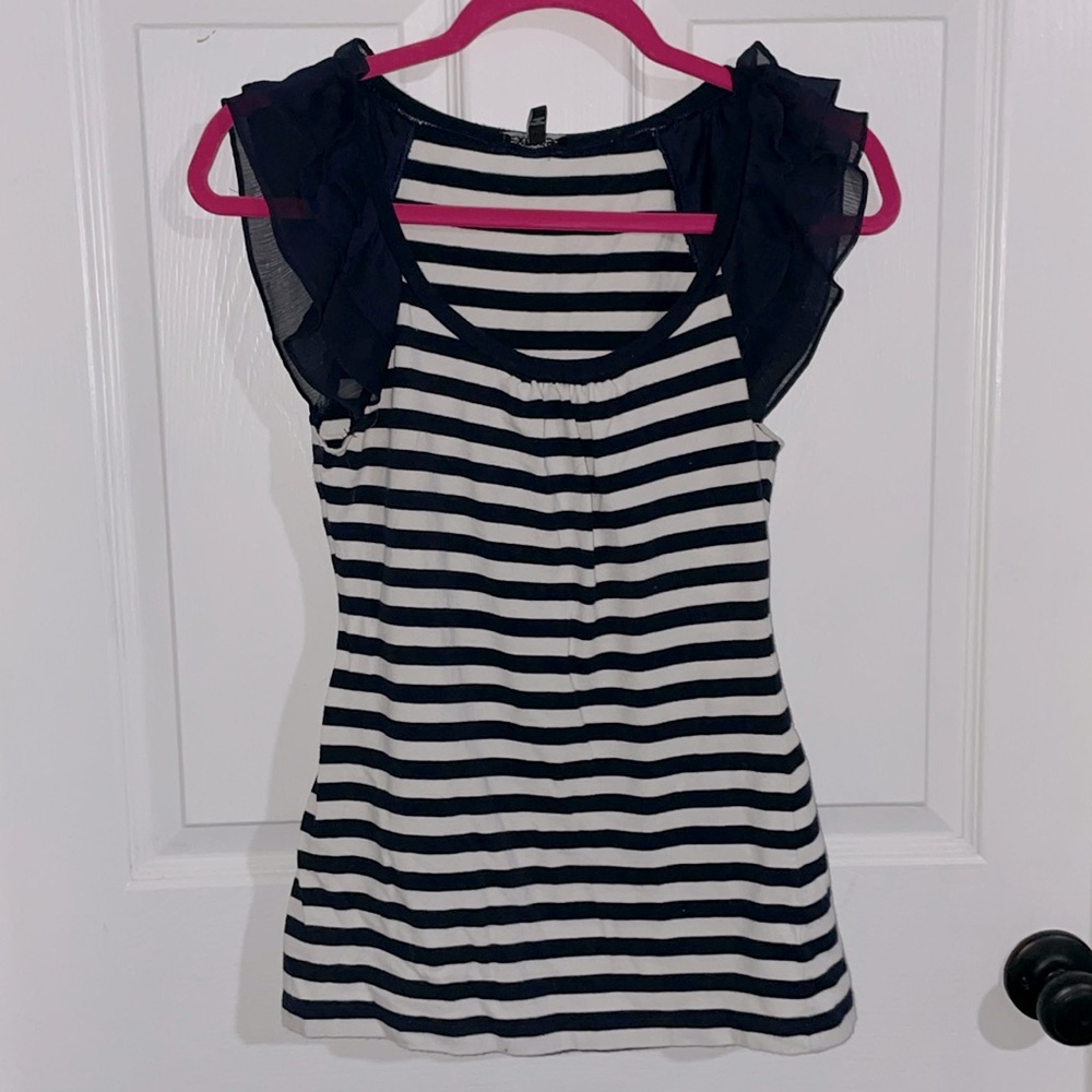 Nautical ruffled sleeveless top